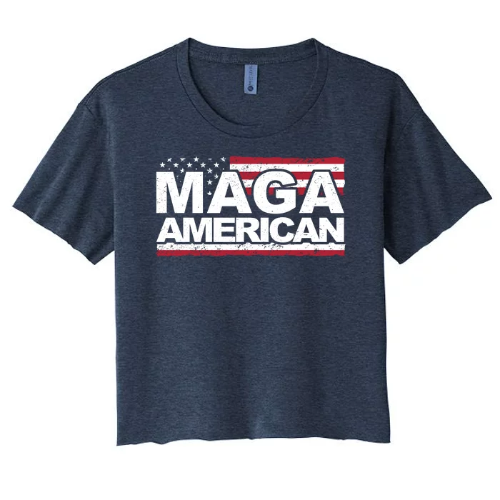 Maga American Pro Trump Flag Women's Crop Top Tee