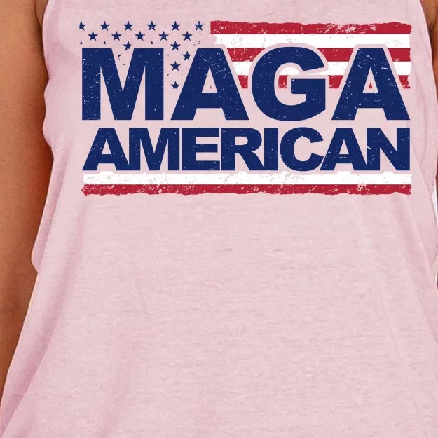 Maga American Pro Trump Flag Women's Knotted Racerback Tank