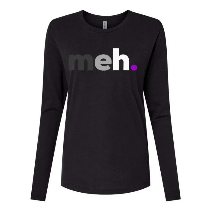 Meh. Asexual Pride LGBTQ Ace Flag Funny LGBT Asexuality Womens Cotton Relaxed Long Sleeve T-Shirt