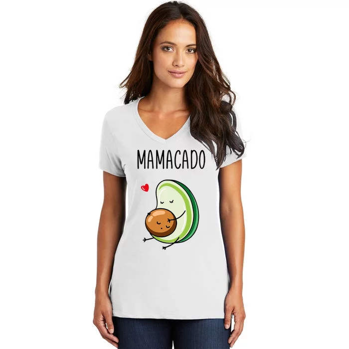 Mamacado Avocado Pregnant Mom Pregnancy Avo Women's V-Neck T-Shirt