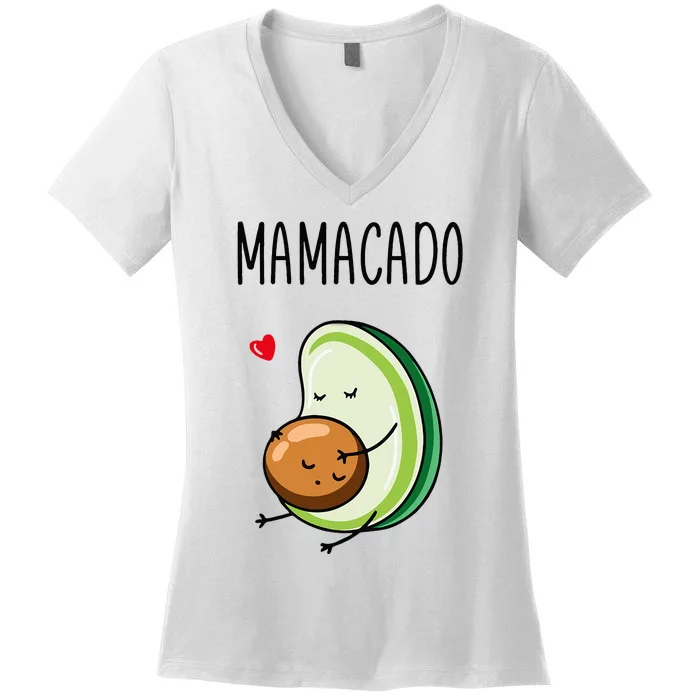 Mamacado Avocado Pregnant Mom Pregnancy Avo Women's V-Neck T-Shirt