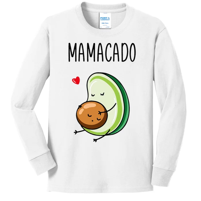 Mamacado Avocado Pregnant Mom Pregnancy Avo Kids Long Sleeve Shirt