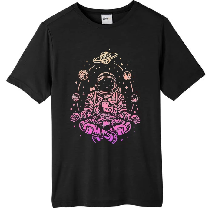 Meditating Astronaut Planets Colorful Lotus place ChromaSoft Performance T-Shirt