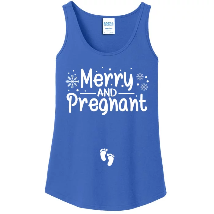 Merry And Pregnant Feet Christmas Pregnancy Reval Lover Cool Gift Ladies Essential Tank