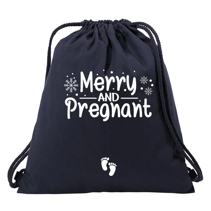 Merry And Pregnant Feet Christmas Pregnancy Reval Lover Cool Gift Drawstring Bag