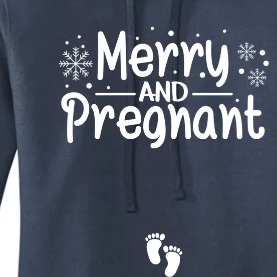 Merry And Pregnant Feet Christmas Pregnancy Reval Lover Cool Gift Women's Pullover Hoodie