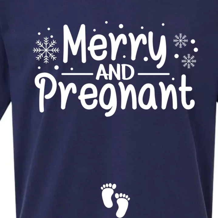 Merry And Pregnant Feet Christmas Pregnancy Reval Lover Cool Gift Sueded Cloud Jersey T-Shirt