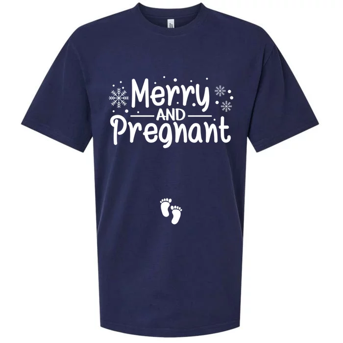 Merry And Pregnant Feet Christmas Pregnancy Reval Lover Cool Gift Sueded Cloud Jersey T-Shirt