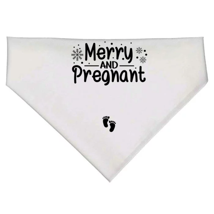 Merry And Pregnant Feet Christmas Pregnancy Reval Lover Cool Gift USA-Made Doggie Bandana