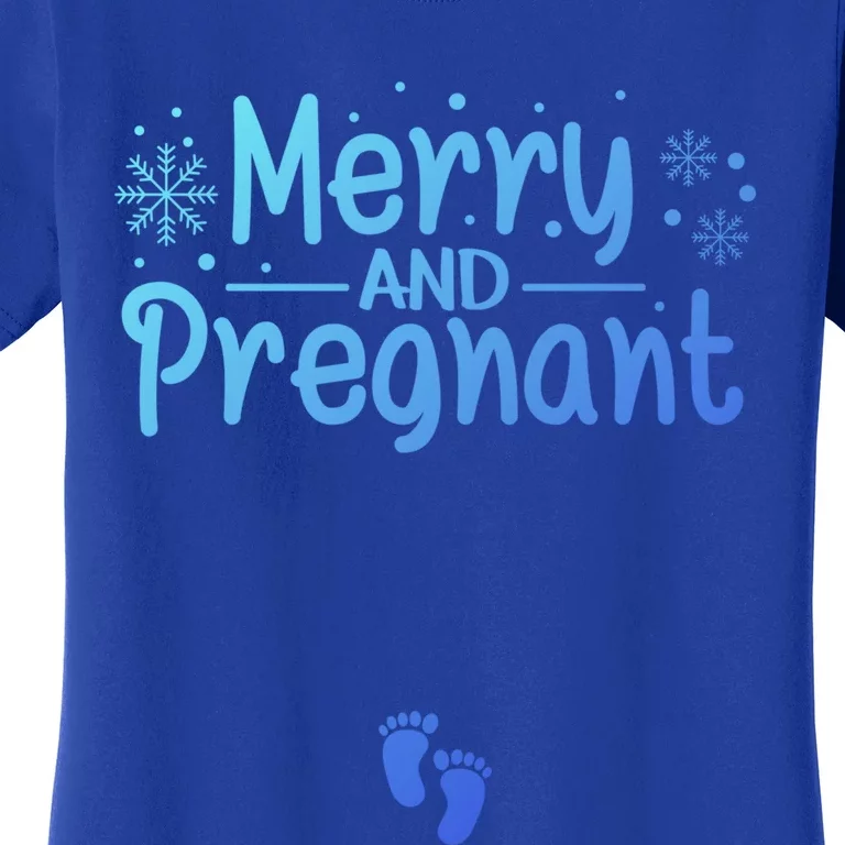 Merry And Pregnant Feet Christmas Pregnancy Reval Lover Cool Gift Women's T-Shirt