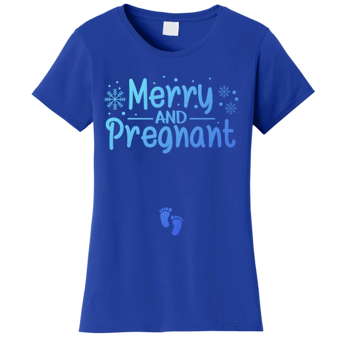 Merry And Pregnant Feet Christmas Pregnancy Reval Lover Cool Gift Women's T-Shirt