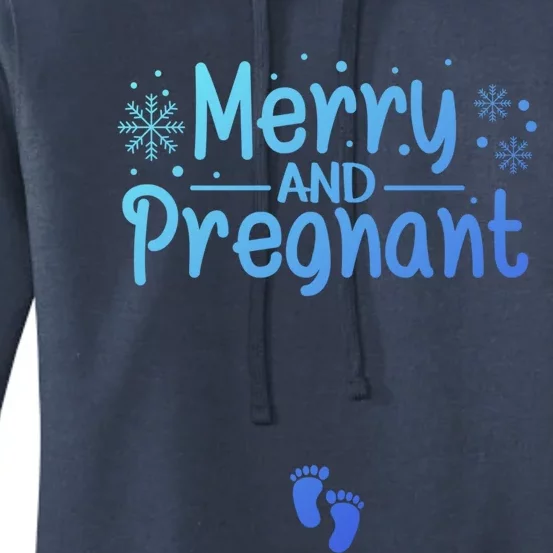 Merry And Pregnant Feet Christmas Pregnancy Reval Lover Cool Gift Women's Pullover Hoodie