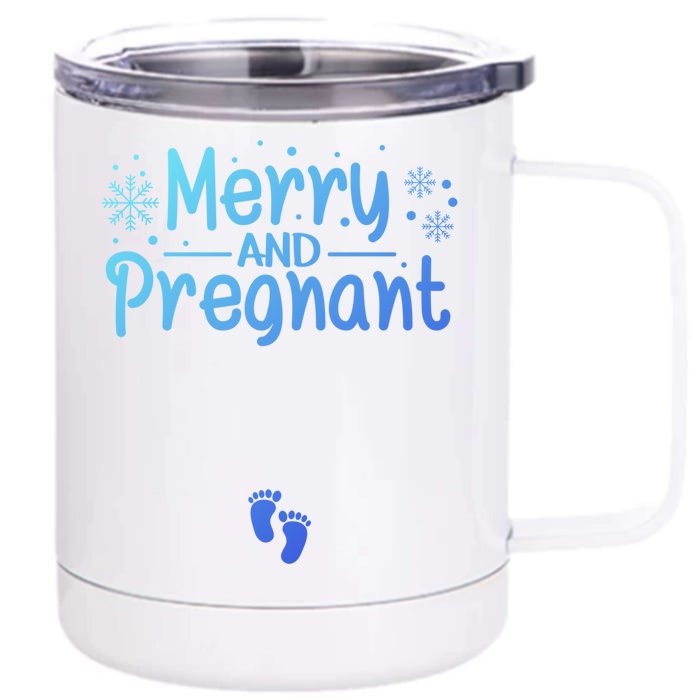 Merry And Pregnant Feet Christmas Pregnancy Reval Lover Cool Gift Front & Back 12oz Stainless Steel Tumbler Cup