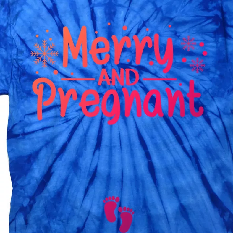 Merry And Pregnant Feet Christmas Pregnancy Reval Lover Cool Gift Tie-Dye T-Shirt