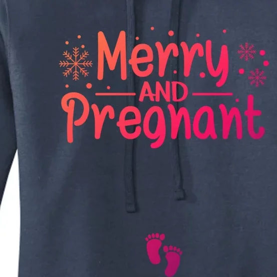 Merry And Pregnant Feet Christmas Pregnancy Reval Lover Cool Gift Women's Pullover Hoodie