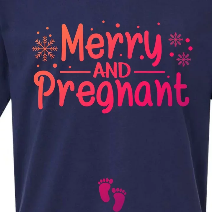 Merry And Pregnant Feet Christmas Pregnancy Reval Lover Cool Gift Sueded Cloud Jersey T-Shirt