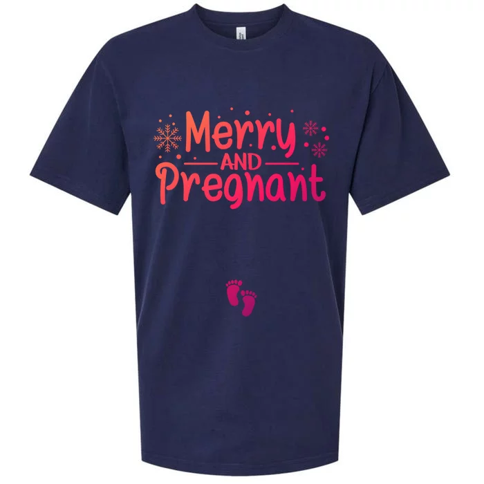 Merry And Pregnant Feet Christmas Pregnancy Reval Lover Cool Gift Sueded Cloud Jersey T-Shirt