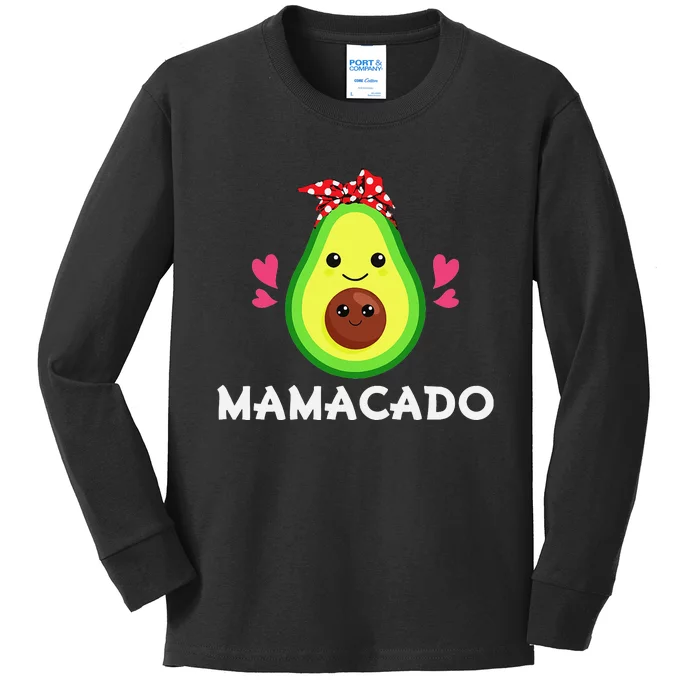 Mamacado Avocado Pregnant Mom Pregnancy Avo Kids Long Sleeve Shirt