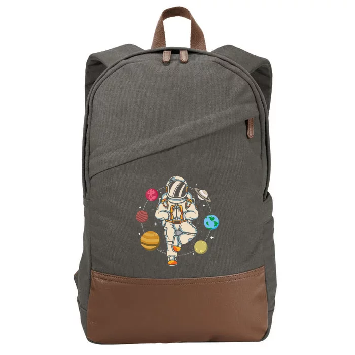 Meditating Astronaut Planets Universe Zen Yoga Astronomy Cotton Canvas Backpack