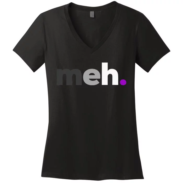 Meh Asexual Pride LGBTQ Ace Flag Funny LGBT Asexuality Women's V-Neck T-Shirt