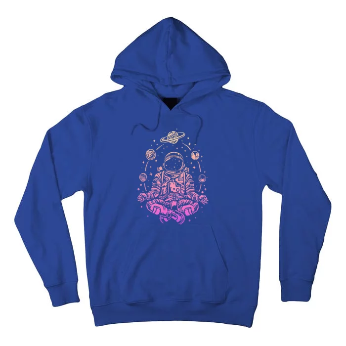 Meditating Astronaut Planets Colorful Lotus Meditation Tall Hoodie