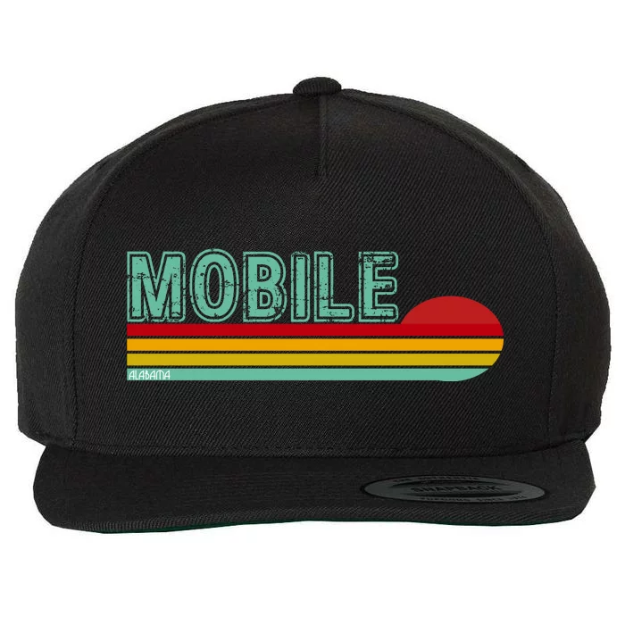 Mobile Alabama Retro Sunset Wool Snapback Cap