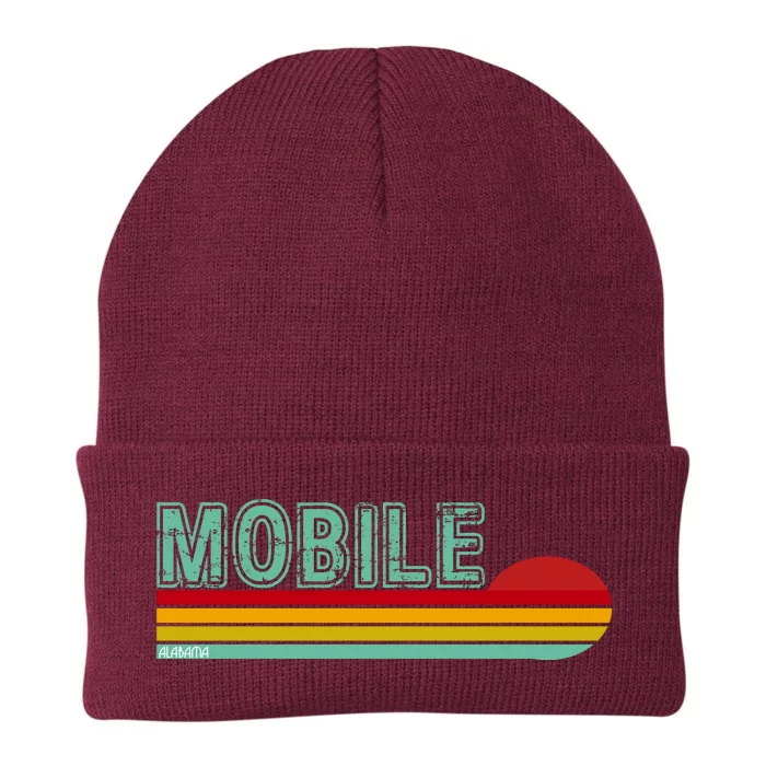 Mobile Alabama Retro Sunset Knit Cap Winter Beanie