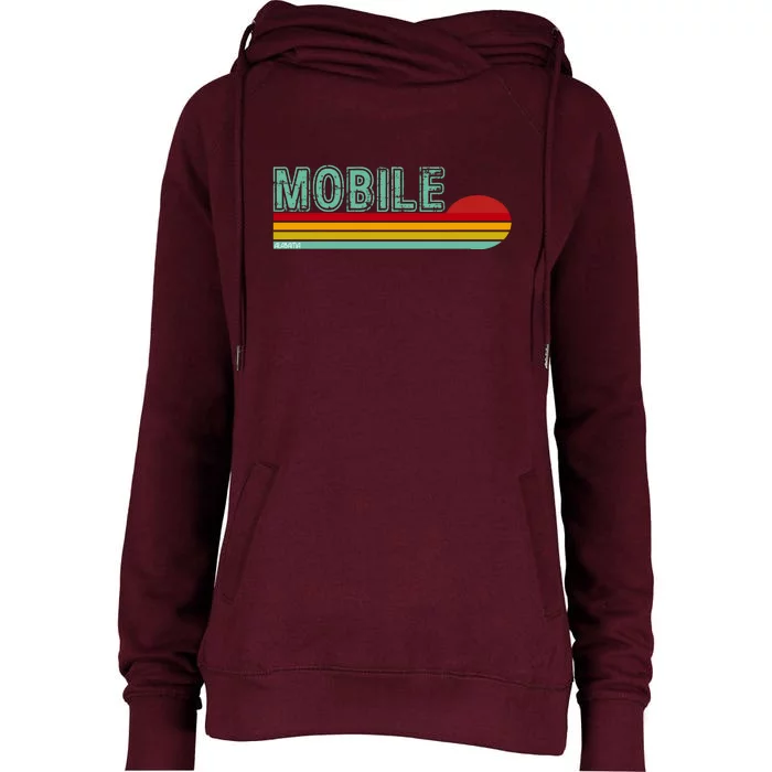 Mobile Alabama Retro Sunset Womens Funnel Neck Pullover Hood