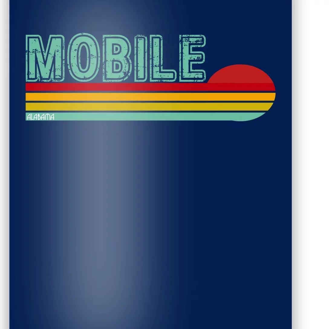 Mobile Alabama Retro Sunset Poster