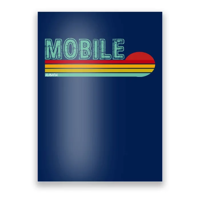 Mobile Alabama Retro Sunset Poster