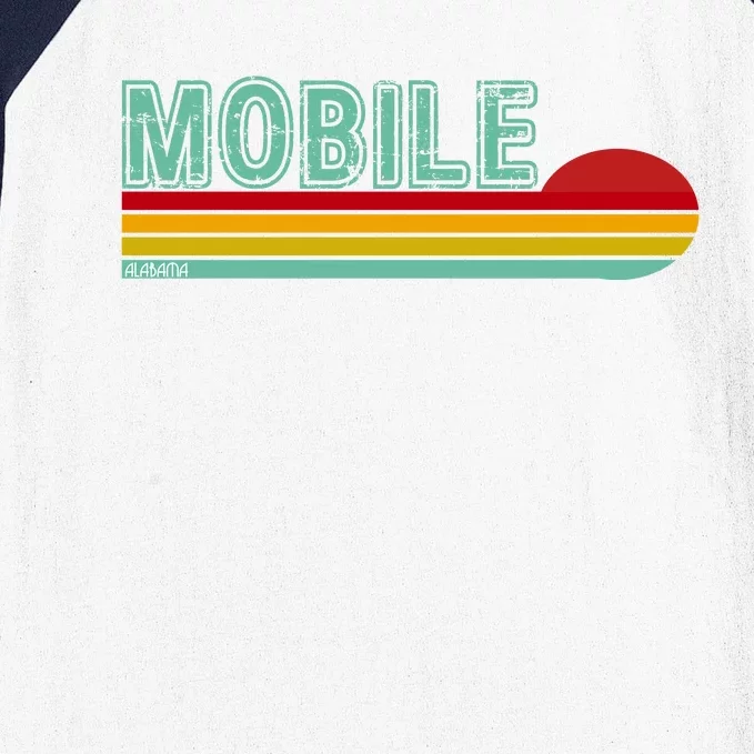 Mobile Alabama Retro Sunset Baseball Sleeve Shirt