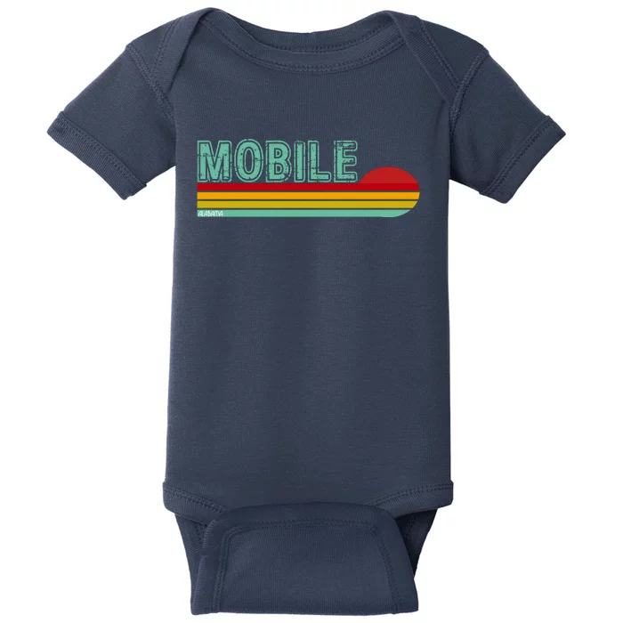 Mobile Alabama Retro Sunset Baby Bodysuit