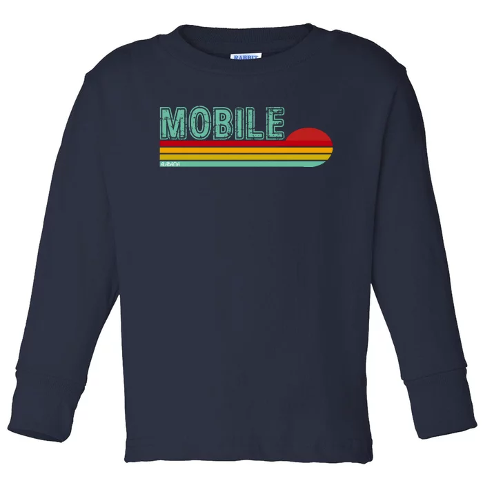 Mobile Alabama Retro Sunset Toddler Long Sleeve Shirt