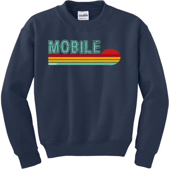 Mobile Alabama Retro Sunset Kids Sweatshirt