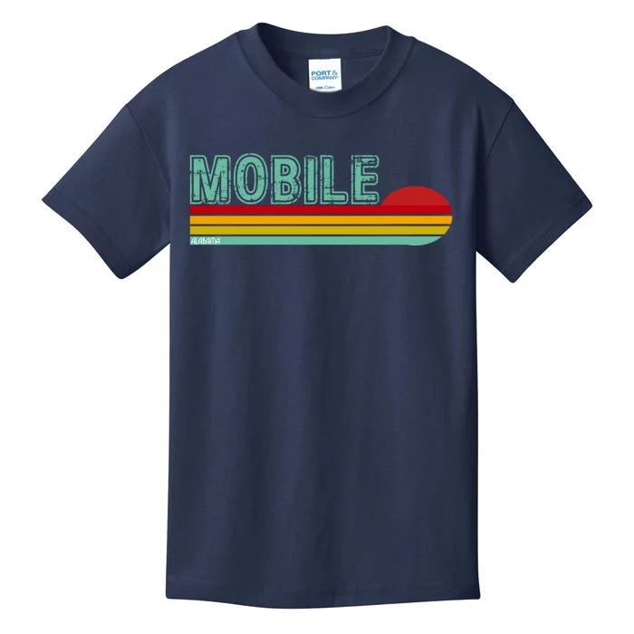 Mobile Alabama Retro Sunset Kids T-Shirt