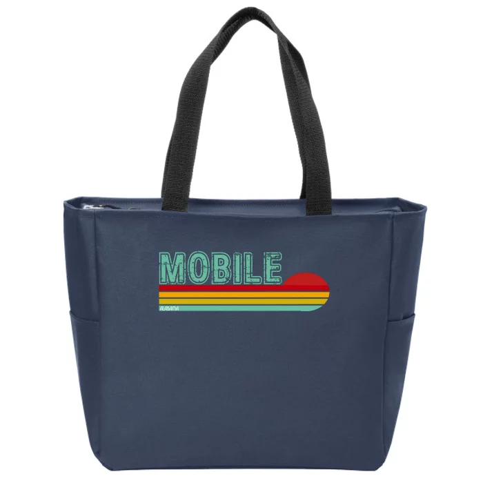 Mobile Alabama Retro Sunset Zip Tote Bag