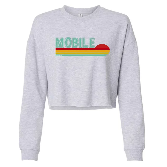 Mobile Alabama Retro Sunset Cropped Pullover Crew