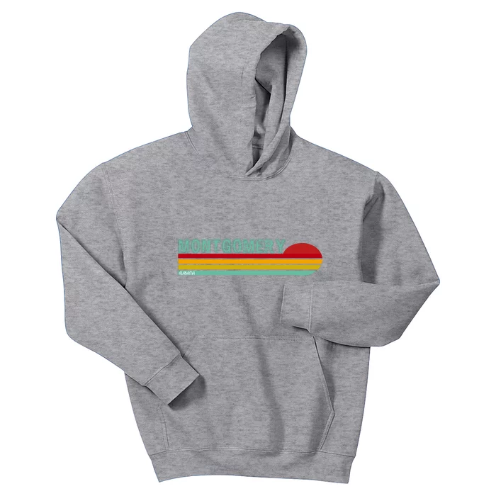 Montgomery Alabama Retro Sunset Kids Hoodie