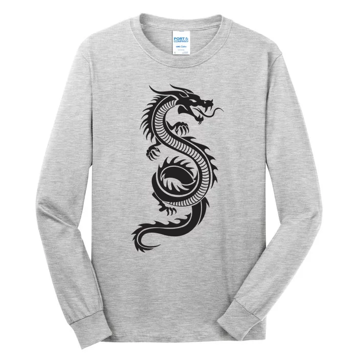 Martial Arts Red Chinese Firedrake Dragon Print Art Tall Long Sleeve T-Shirt