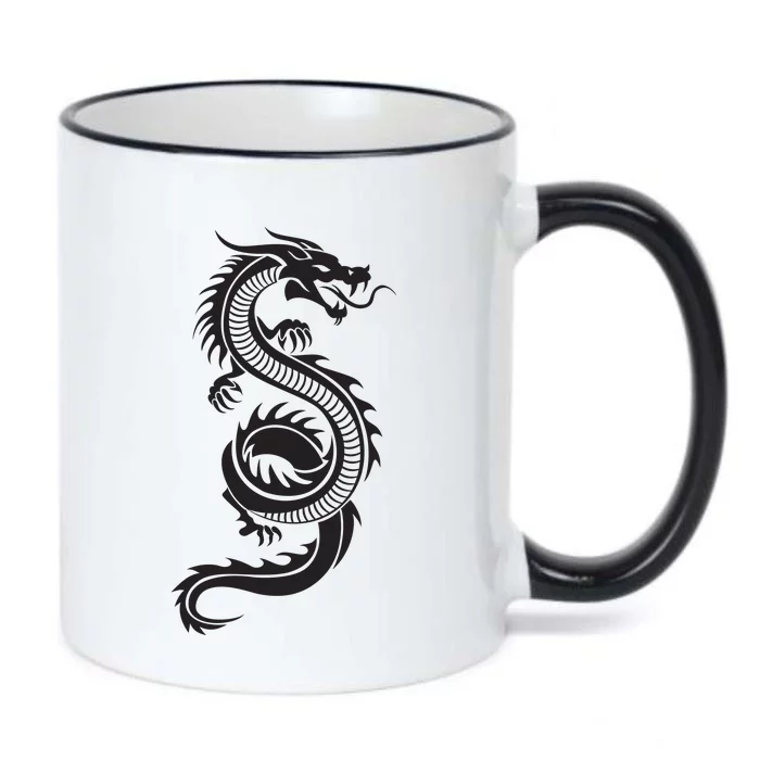 Martial Arts Red Chinese Firedrake Dragon Print Art Black Color Changing Mug