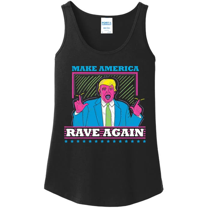 Make America Rave Again Funny Trump Edm Ladies Essential Tank