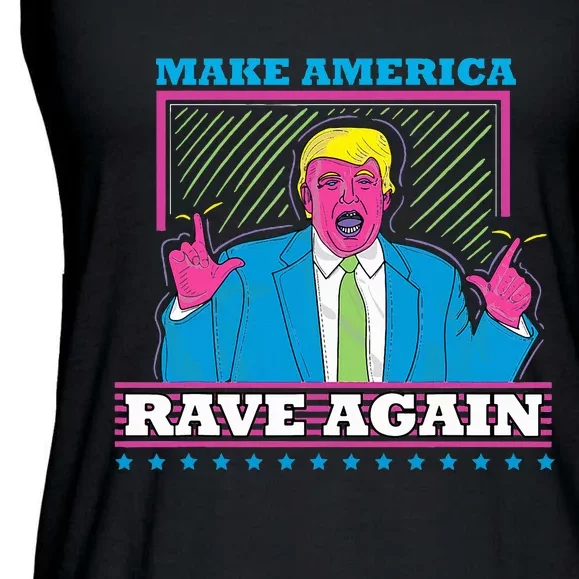 Make America Rave Again Funny Trump Edm Ladies Essential Flowy Tank