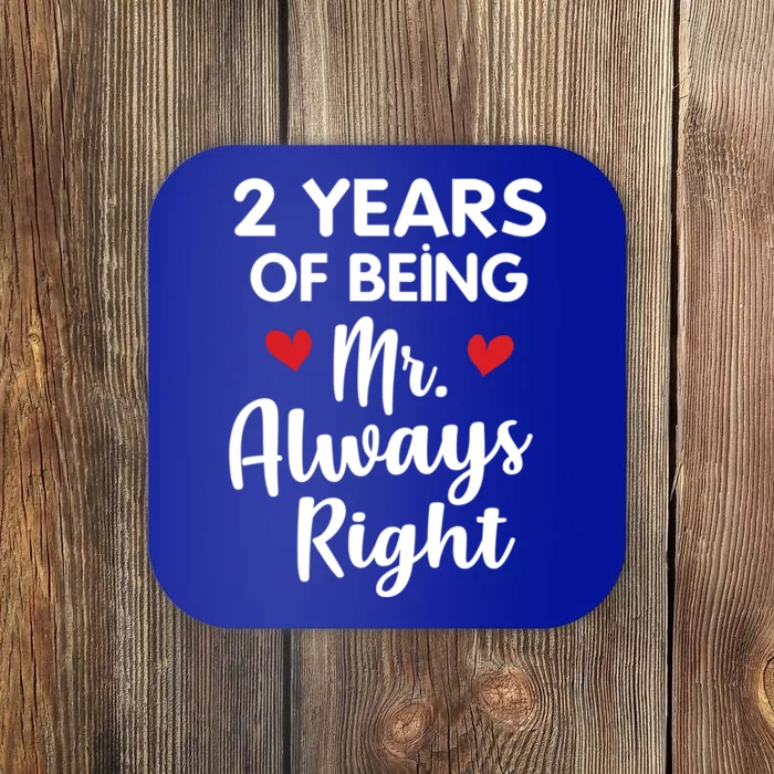 Mr Always Right 2nd Wedding Anniversary Gift For Husband Gift Coaster