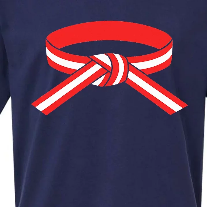 Martial Arts Red Belt With White Stripe Sueded Cloud Jersey T-Shirt