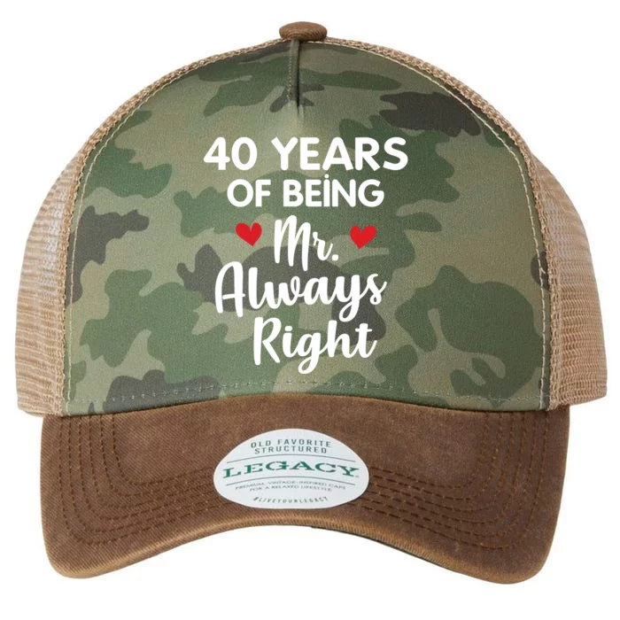 Mr Always Right 40th Wedding Anniversary Gift For Husband Funny Gift Legacy Tie Dye Trucker Hat