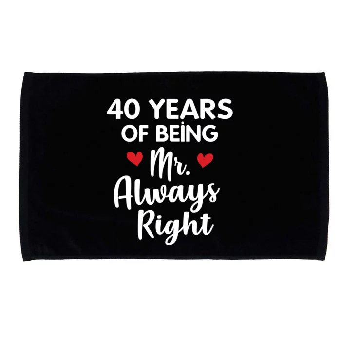 Mr Always Right 40th Wedding Anniversary Gift For Husband Funny Gift Microfiber Hand Towel