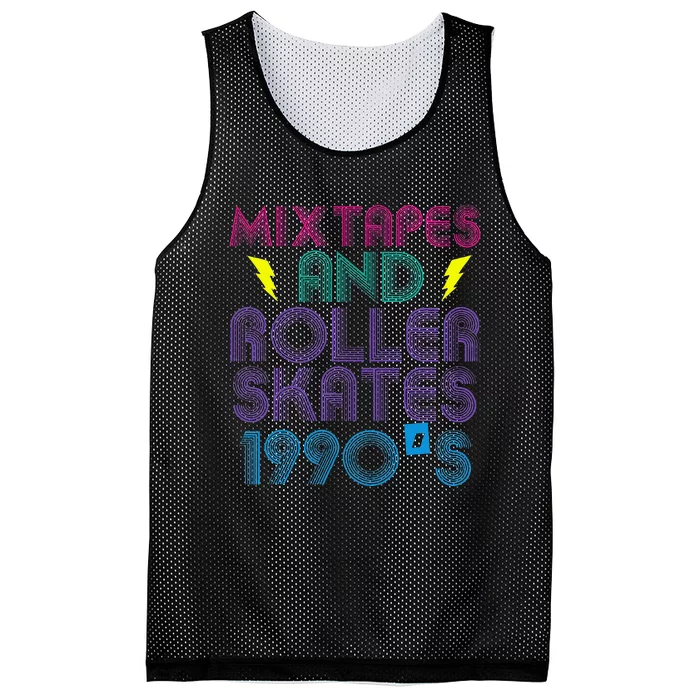 Mixtapes And Roller Skates 90s Cassettes Era Music Funny Mesh Reversible Basketball Jersey Tank