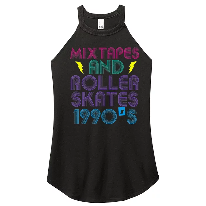 Mixtapes And Roller Skates 90s Cassettes Era Music Funny Women’s Perfect Tri Rocker Tank