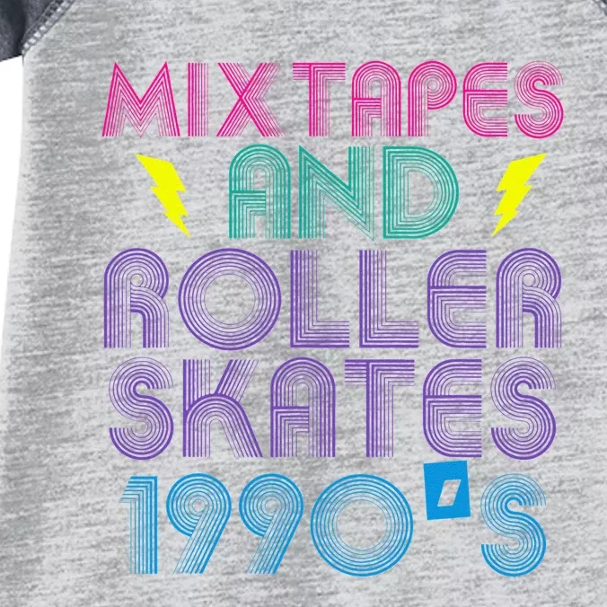 Mixtapes And Roller Skates 90s Cassettes Era Music Funny Infant Baby Jersey Bodysuit