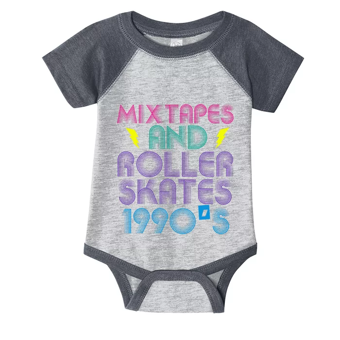 Mixtapes And Roller Skates 90s Cassettes Era Music Funny Infant Baby Jersey Bodysuit